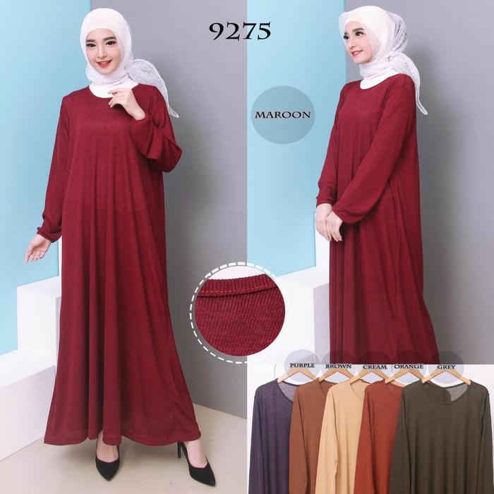 Kenzmal- Maxi Gamis Dress Baju Muslim Wanita Promo Gamis Termurah Baju Gamis Jumbo Polos Bahan Kaos Rib 4L 9275