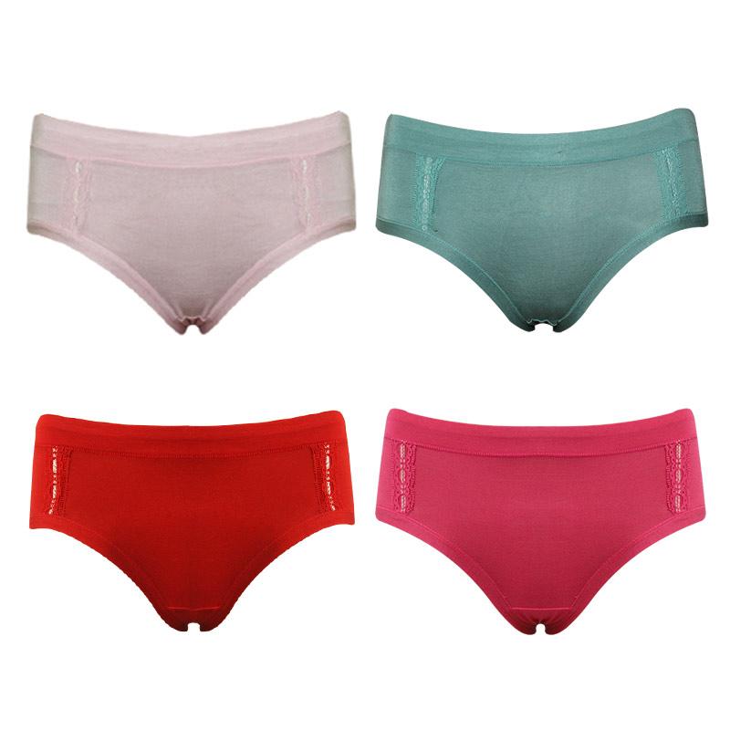 EELIC CDW-99441 1 SET ISI 4 PCS CELANA DALAM WANITA DEWASA WARNA MIX ( 1 PCS MERAH + 1 PCS MAGENTA + 1 PCS PINK + 1 PCS HIJAU ) MOTIF RENDA SAMPING