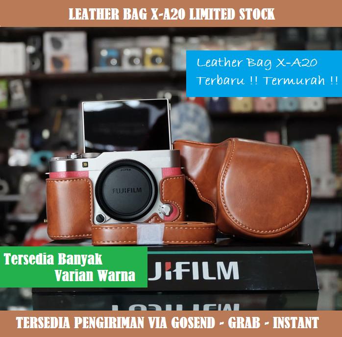 Leather Bag Tas Case for FujiFilm X-A20 XA-20 XA20 / Leather Case XA20 - Coklat Muda