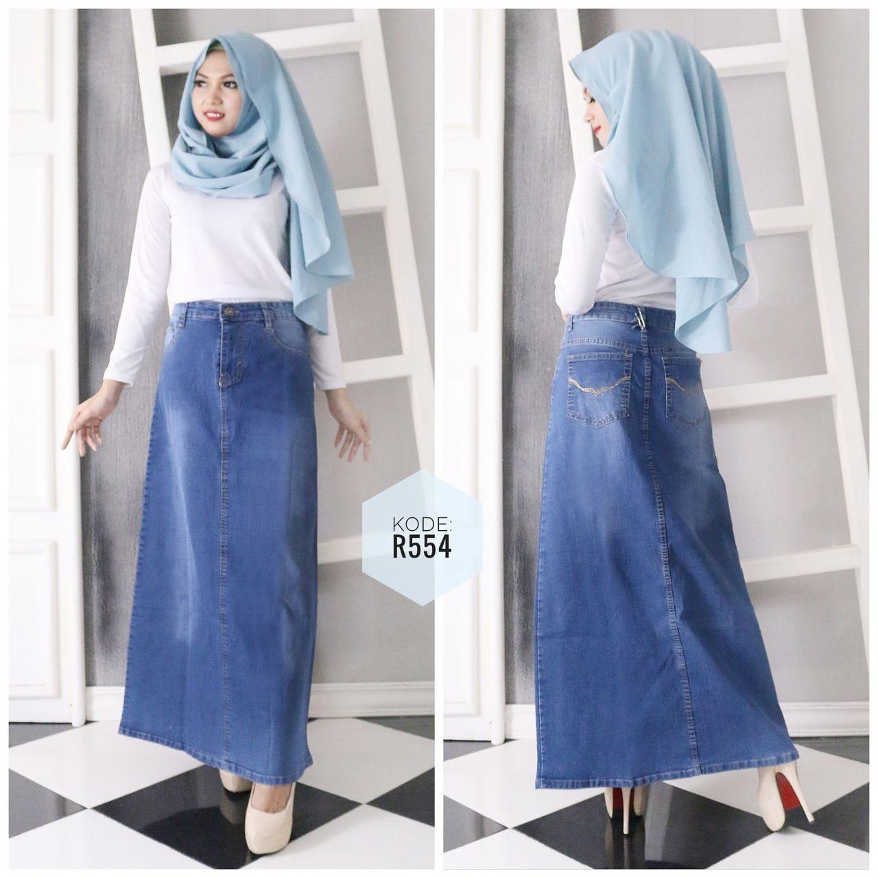 ROK JEANS WANITA I ROK SPAN PANJANG I ROK MUSLIMAH I BAJU CEWEK MURAH