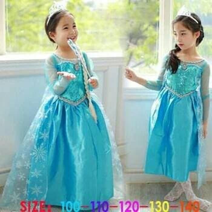 Kostum Elsa Frozen Dress Baju Pesta Import Gaun Ulang Tahun