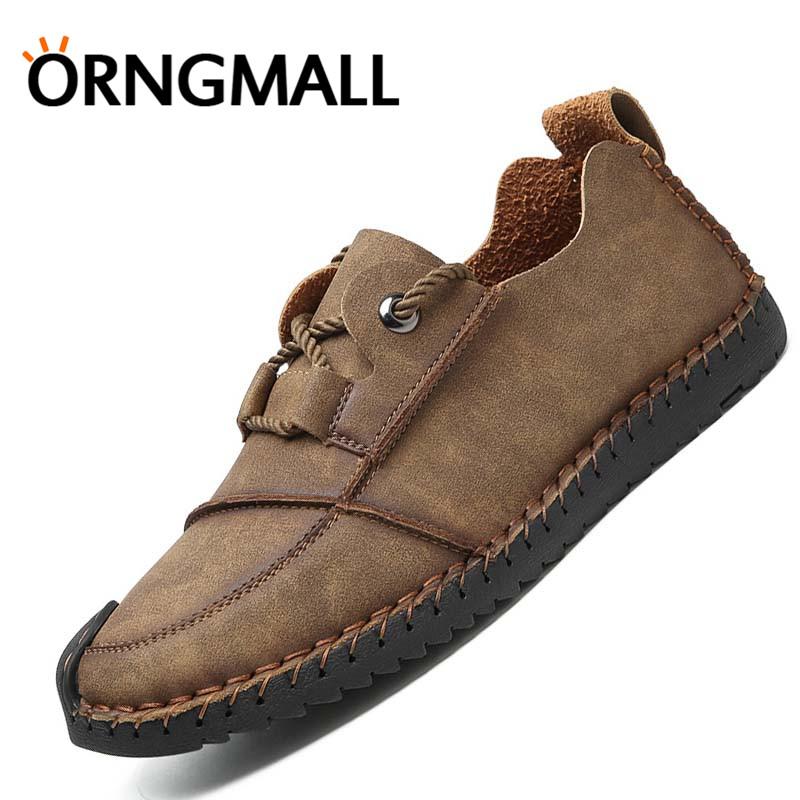 ORNGMALL Jualan Panas Kasut Bernafas Buatan Tangan Itali Kasut Kulit Kasual Kasut Lelaki Kasut Loafers Kasut Moccasin Saiz Besar 38-46