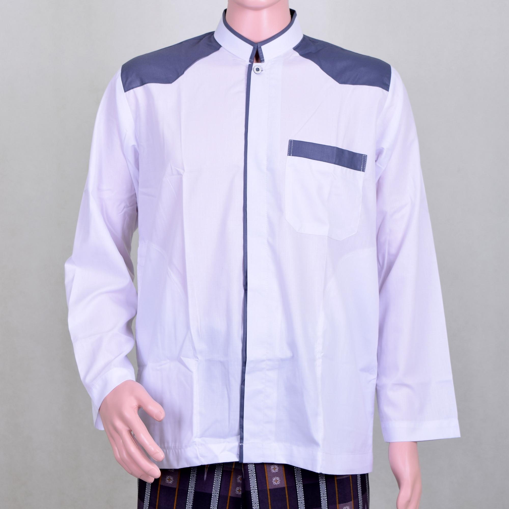 Baju Koko Pria Putih Kombinasi Abu Abu, Keren Simple dan Berwibawa