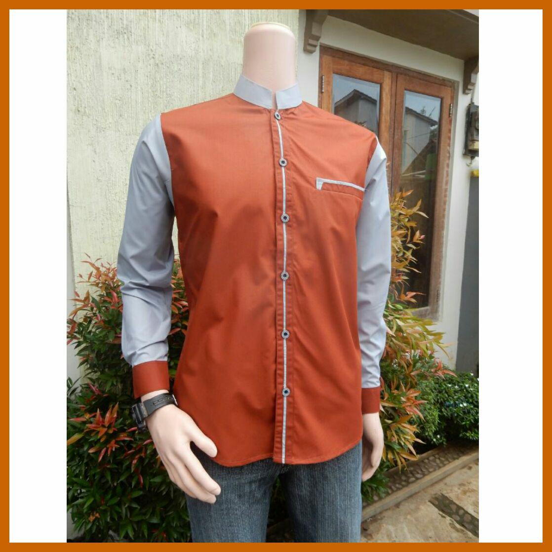 Baju koko gus azmi terbaru modern warna merah bata