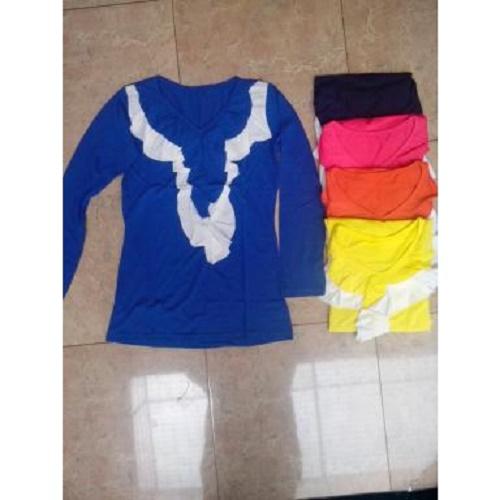 PROMO BAJU - SUPPLIER GROSIR 6834 PAKAIAN ATASAN BLOUSE CEWEK WANITA DEWASA LENGAN PANJANG WARNA KUNING PINK NAVY OREN BENHUR MURAH GROSIR MURAH KEKINIAN