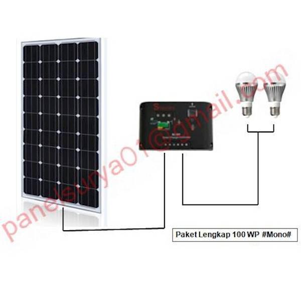 ELEKTRO - PAKET LENGKAP SOLAR PANEL 100WP #MONO# (PANEL + CONTROLLER + BOHLAM) - BRUSHSTORES
