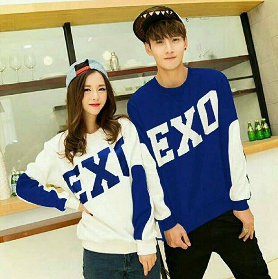 SUNSHINE COUPLE-BAJU PASANGAN KAOS COUPLE EXO KOMBINASI LENGAN PANJANG (COWOK DAN CEWEK) / KAOS COUPLE / COUPLE MURMER / FASHION COUPLE / BAJU COUPLE / COWOK DAN CEWEK