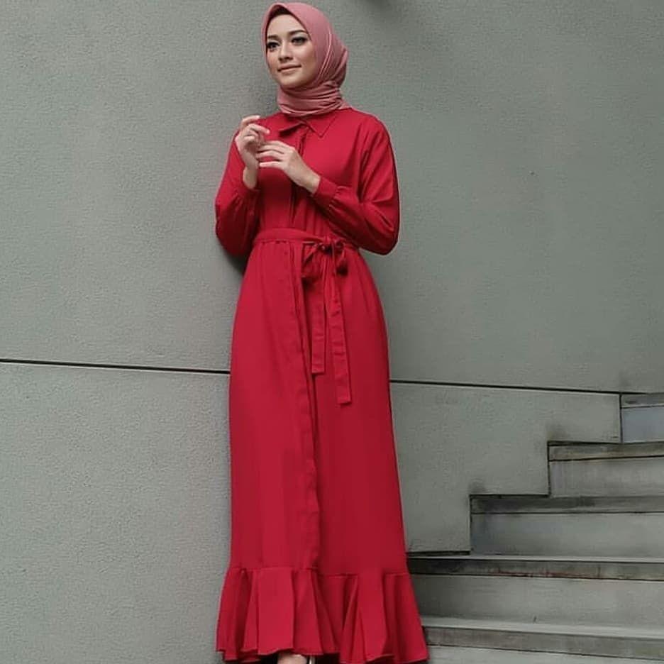 Gamis Syari Aura Dress - Gamis Syari Wanita - Lavender / Hitam / Marun / Kuning / Moka / Peach