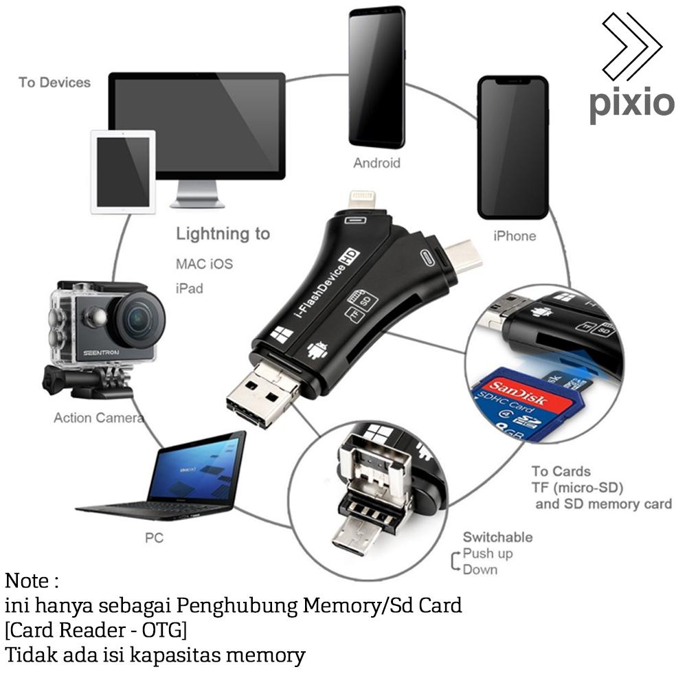 i-Flashdevice HD 4 in 1 Card Reder Type-c / Lightning / Micro USB / USB 2.0 Card Reader SD TF Card Reader For Android iPad / iPhone 7 plus Laptop OTG Reader Adapter