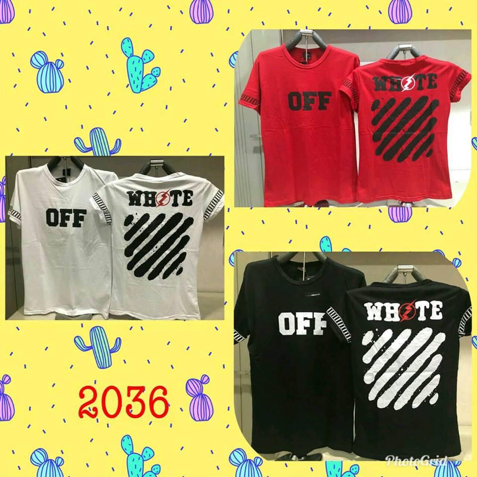 COUPLELOVER- KAOS COUPLE OFF WHITE GARIS PENDEK (PRIA+WANITA) T-SHIRTS COUPLE BAJU FASHION KAOS PASANGAN KAOS KEMBARAN