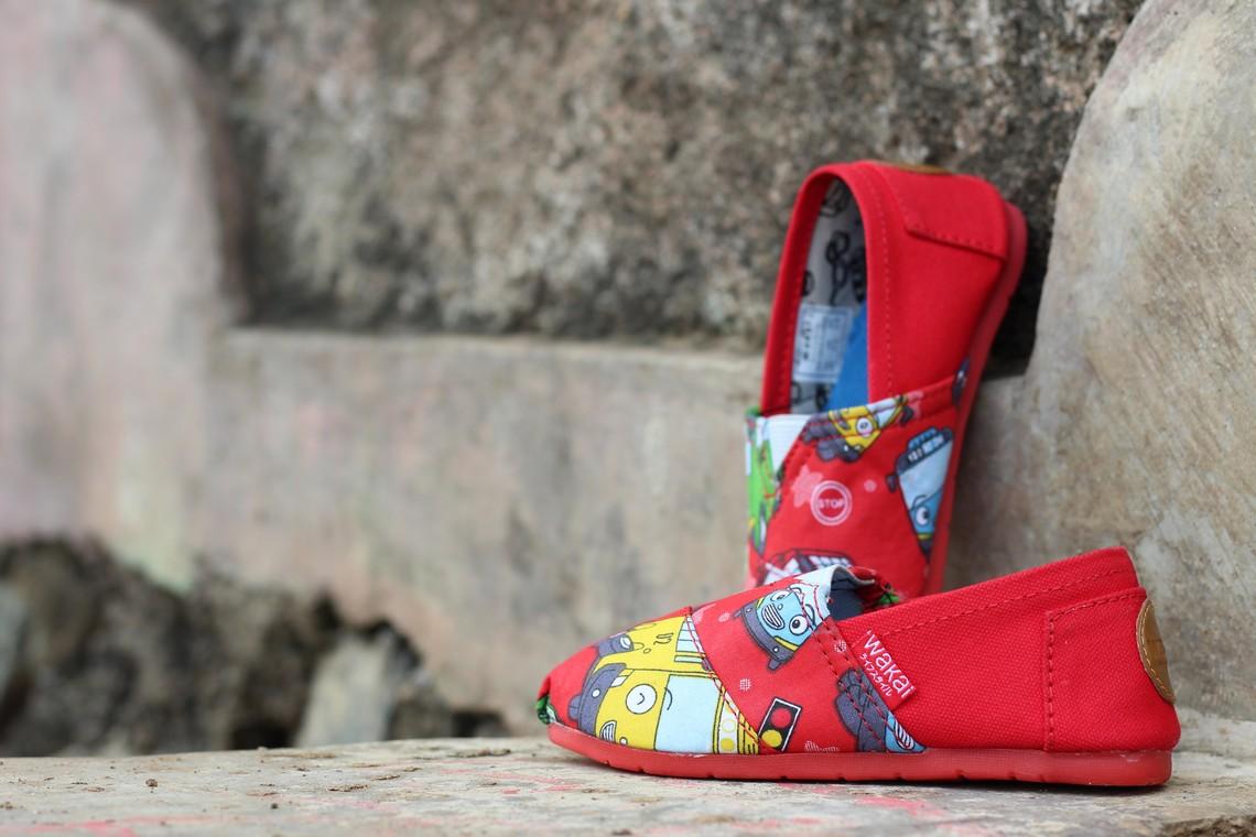 Sepatu wakai anak tayo merah G.O/sepatu wakai cwe/sepatu wakai wanita/sneakers/jogging/running/kets