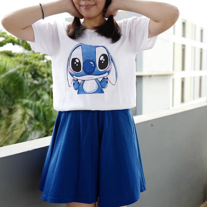 BAJU KOAS STITCH TUMBLR TEE UNTUK CEWE T-SHIRT COTTON