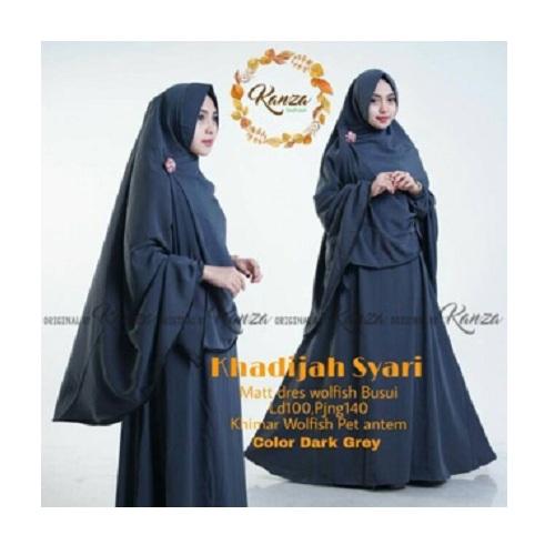 Gamis Khadijah Syari Dress Wolfice Baju Wanita Panjang Muslim Casual Pakaian Hijab Syar’I Modern Baju Gaun Pesta Modis Trendy Baju Model Terbaru