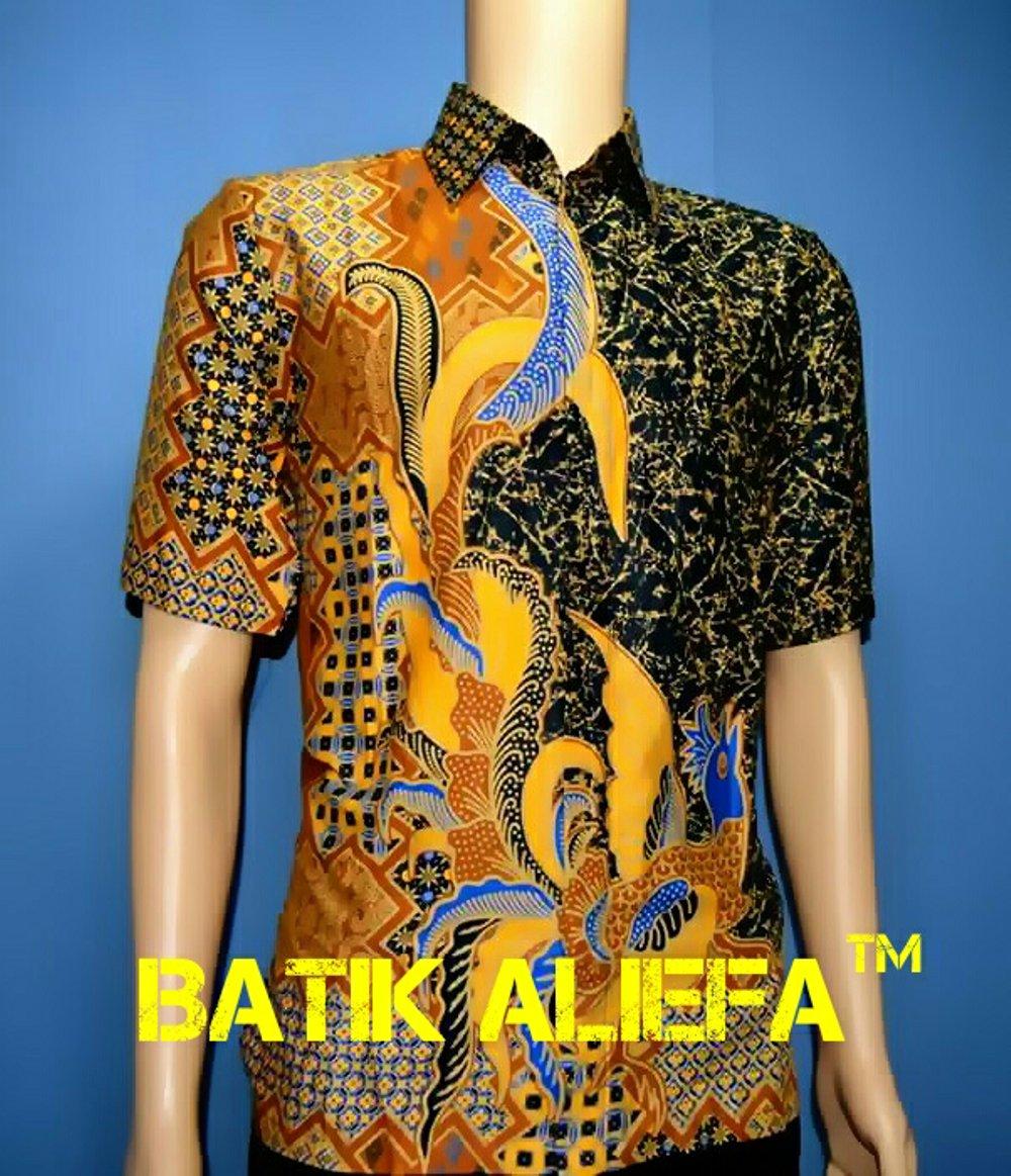 Kemeja Hem Baju Batik Pria Merak Kuning Trand Fashion Pekalongan Indonesia Terbaru di lapak Batik Aliefa Pekalongan aliefa99