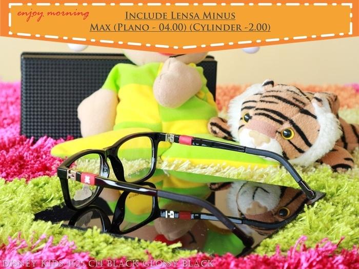 Kacamata Anak Lensa Minus Disney 4525 C14 Black Glossy Black Red