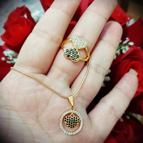 kalung cincin love gold silver xuping duo