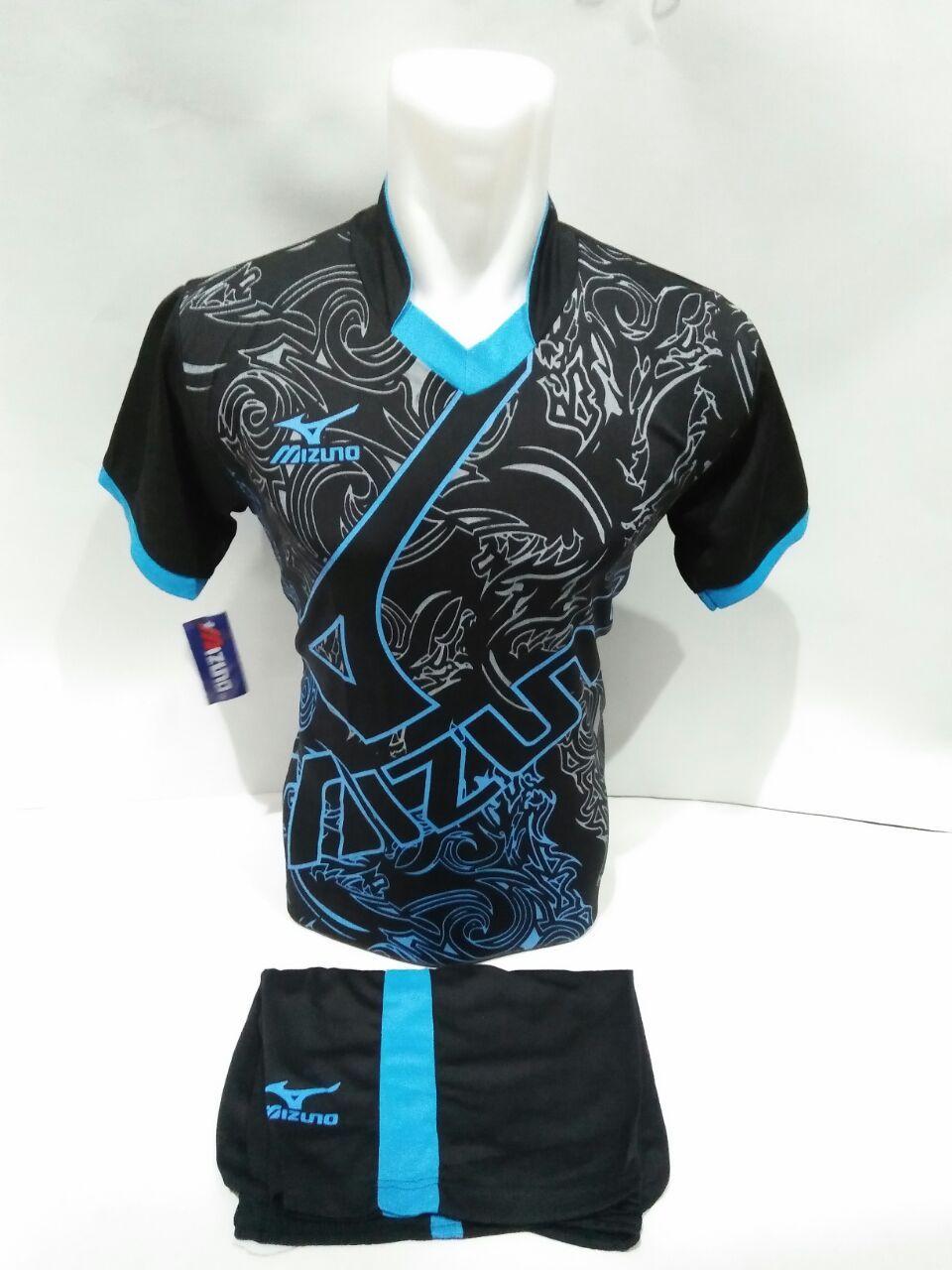 setelan olahraga kaos bola jersey futsal baju volly mizuno abstrak hitam biru