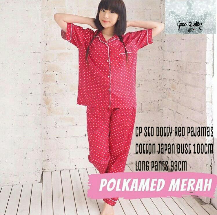Jakarta Couple - Stelan Piyama Polkadot Cp / Baju Tidur Murah/ Pajamas Satin / Lagi Trend Baju Tidur