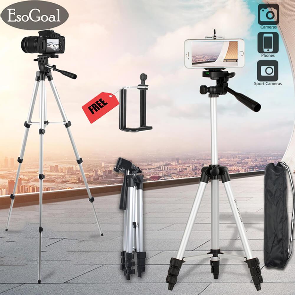 EsoGoal Camera Tripod, WT-3110A Compact Lightweight Aluminum Flexible Phone/Camera Tripod with Mobile Phone Holder + Tripod Carry Case