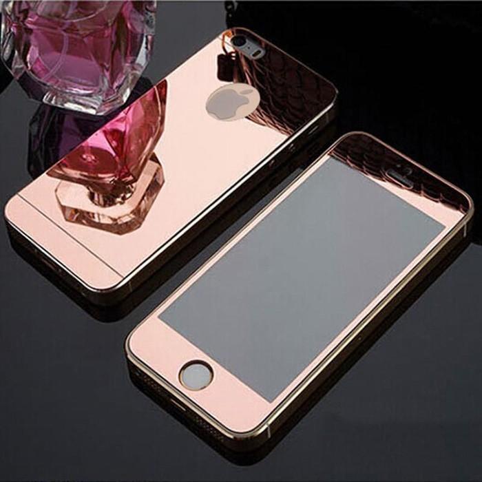 Terbatas! Tempered Glass Iphone 5G/5S Db With Bumper Warna List Gold -183 CELI