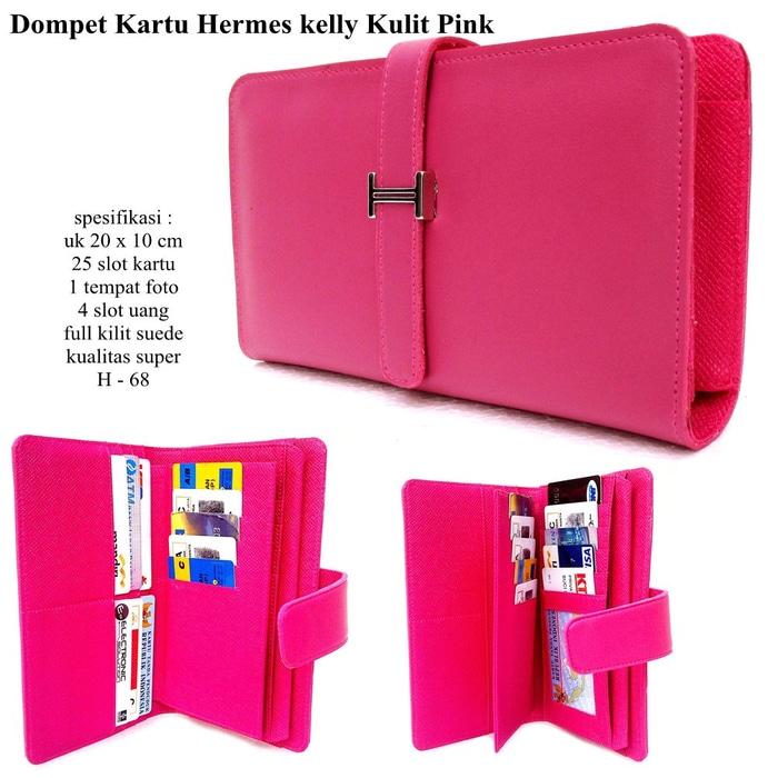 dompet wanita kulit hermes kelly 25 kartu pink - uXLfr9
