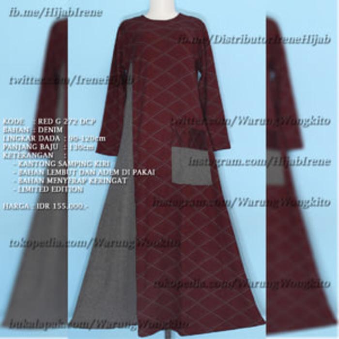 RED G 272 DCP IRENE HIJAB MAXI GAMIS MURAH DRESS FASHION MUSLIMAH