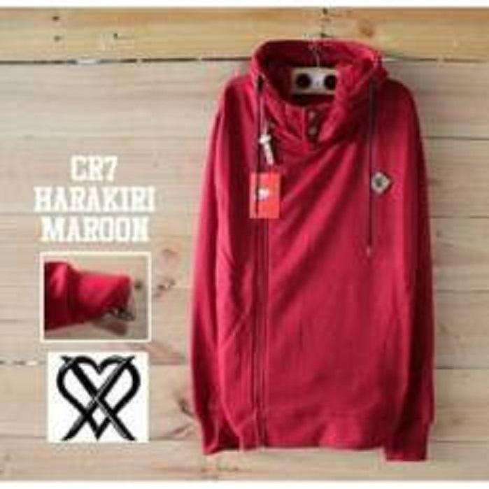 Daffa Sweater Pria - CR7 Harakiri Maroon - Fleece Tebal