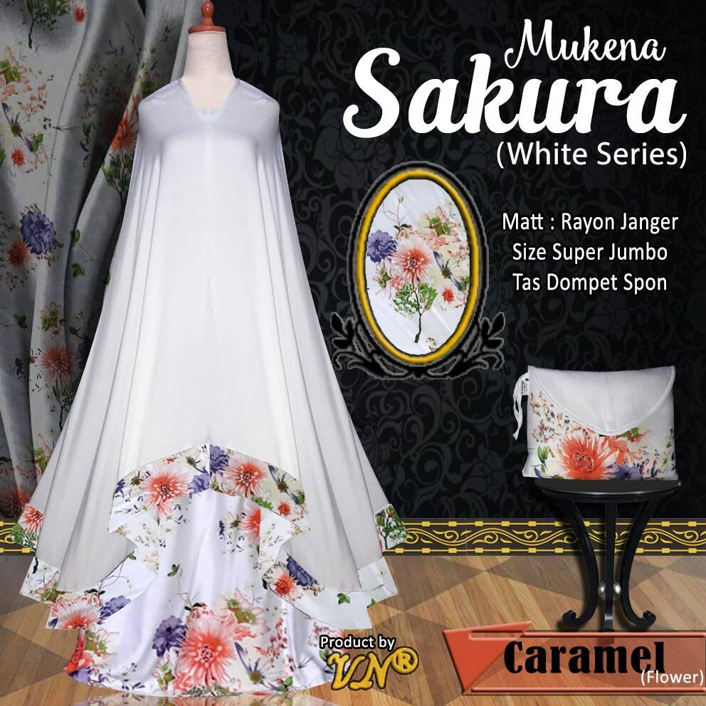 sixmo - mukena rayon janger bali JUMBO RAMPEL SAKURA WHITE SERIES