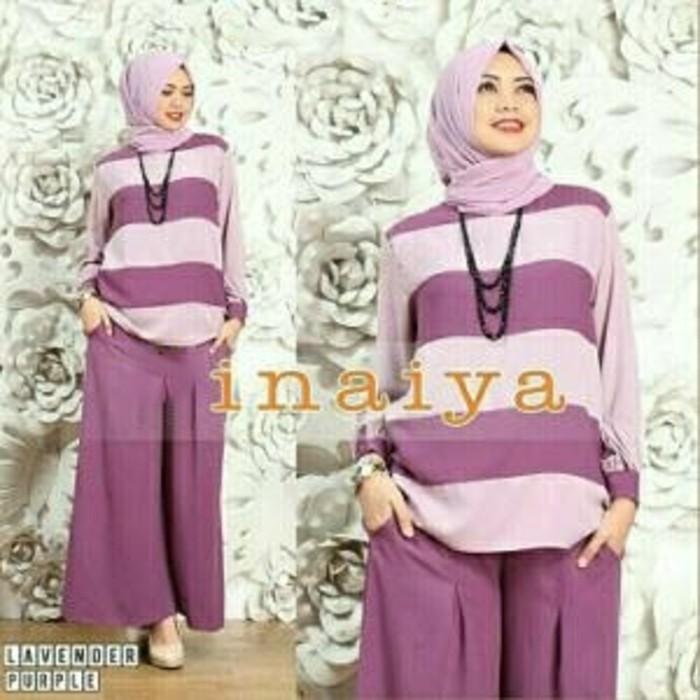(JNH Shop) Setelan Baju Celana Inaiya Purple Baju Muslim Gamis Fashion Lavender K