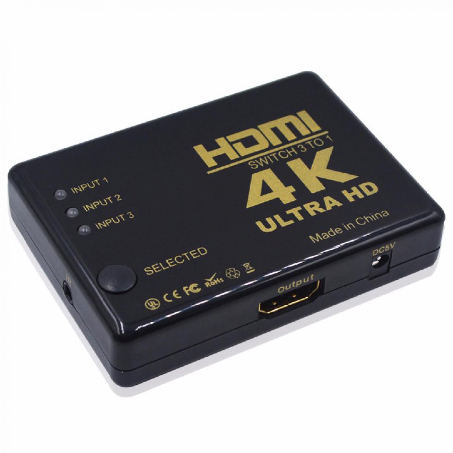 HDMI Switcher 3 Port 4K x 2K Ultra HD with Remote / HDMI Alat Input Media
