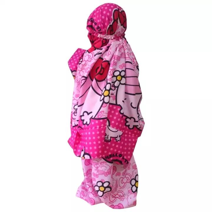 Pink Mukena Anak Karakter Hello Kitty Dengan Tas Sajadah