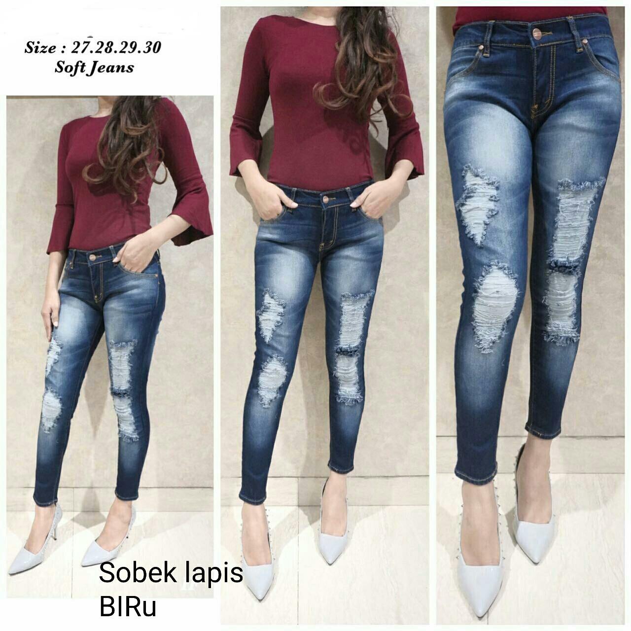 Cek Harga Baru Celana  Jeans Sobek  Wanita  Model  Terbaru  