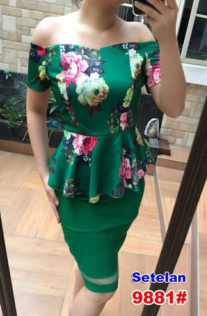 9881# baju pesta import / gaun pesta import / setelan sabrina / pisahan fashion / sabrina