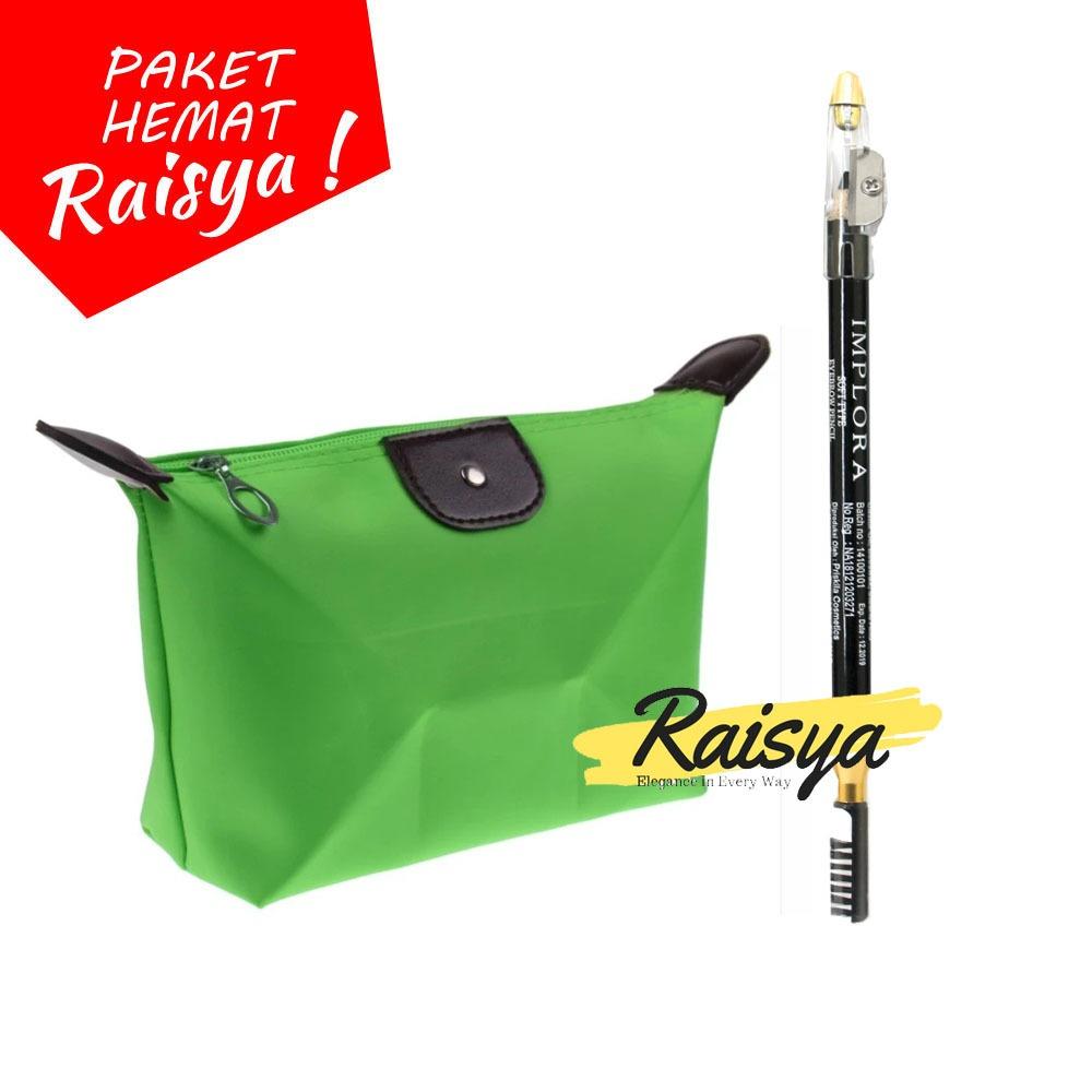Implora Pensil Alis Dan Raisya Tas Pouch Kosmetik Hijau
