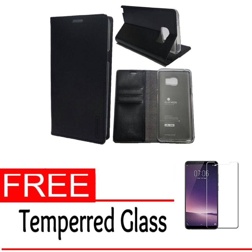 Case Blue Moon Flip - Sarung Mercury Goospery for Samsung Galaxy Note 5 - Blue Moon Flip - Leather Case - Dompet Free Temperred Glass