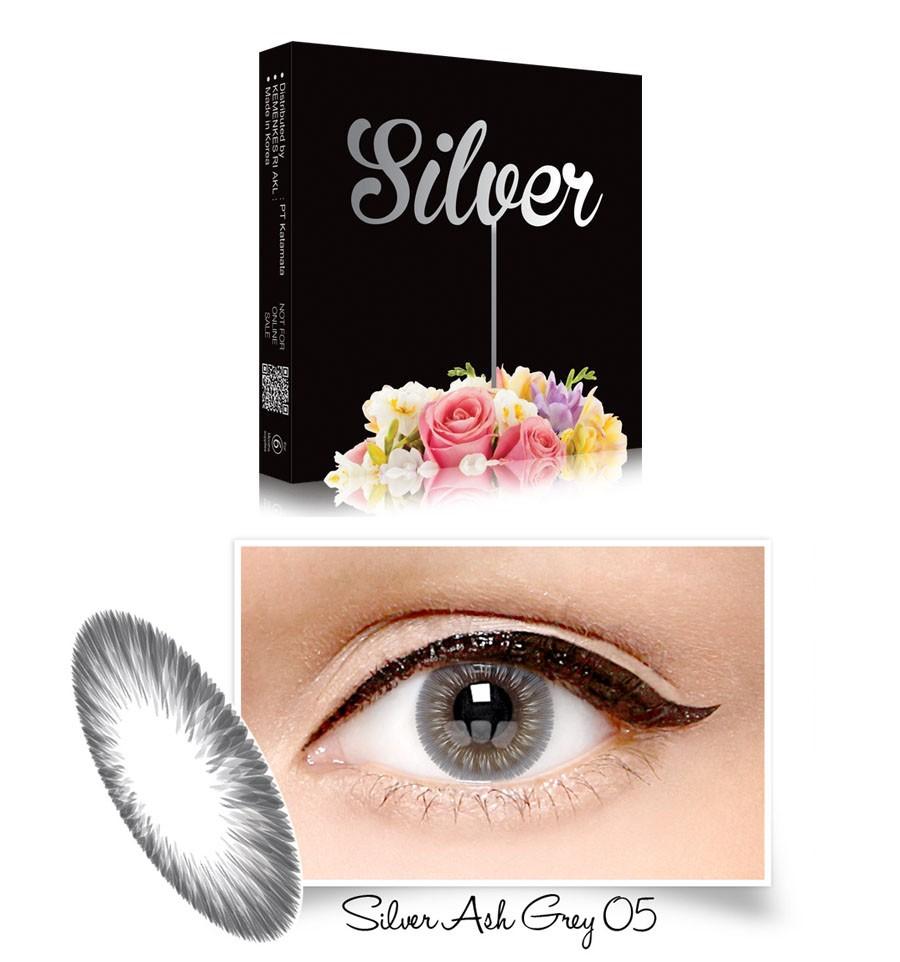 Exoticon X2 Ice Silver Softlens - 05 Silver Ash Gray + Gratis Lenscase