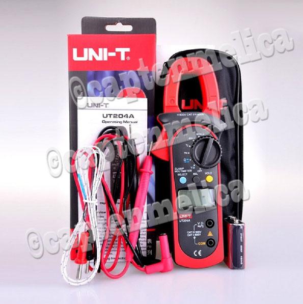 ORIGINAL - Tang Ampere Uni-T Clamp Meter AC DC Tang Ampere Uni-T UT-204A Thermometer Capasitor Alat Pengukur Ukur Amper Panas Arus Listrik Termometer Kapasitor