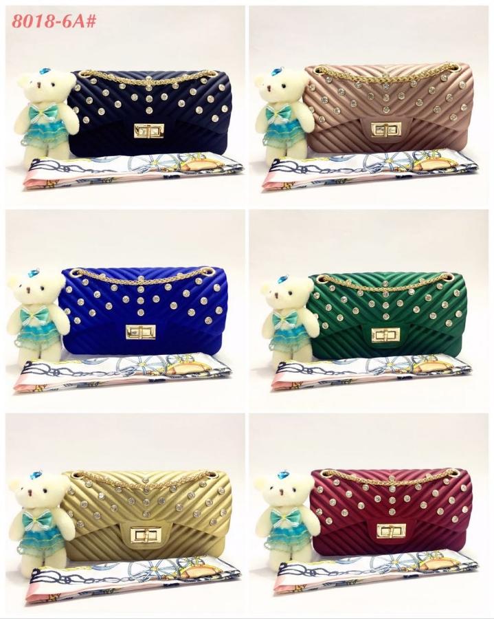 tas jelly matte chevron V 22cm jely manik manik jeli cantik import uk sedang bukan kecil