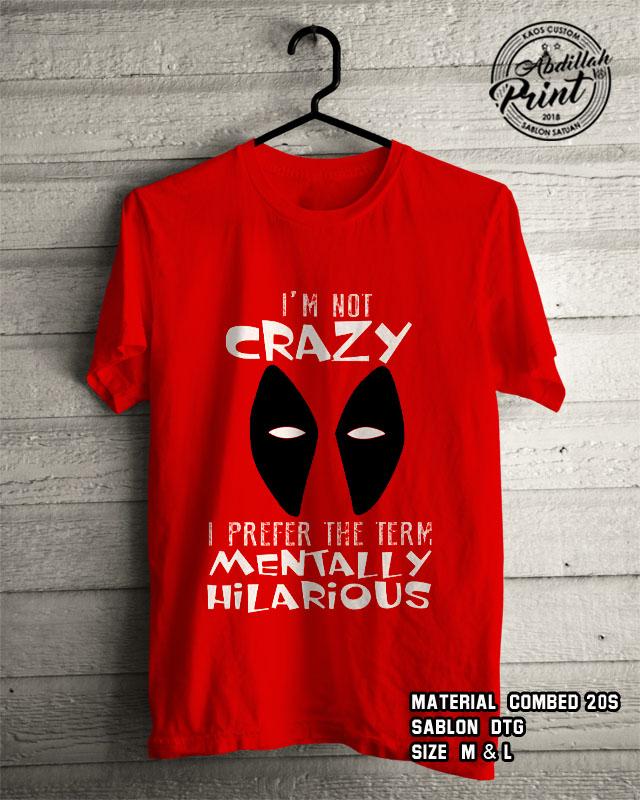 Kaos Distro Custom Design T Shirt Casual Atasan Pria Wanita Cotton Combed 20s Sablon DTG Quality Export - Superhero Marvels - Deadpool - Red