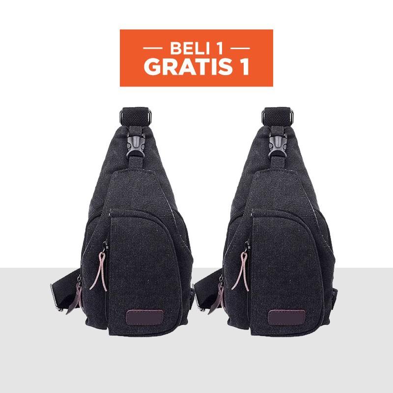BELI 1 GRATIS 1 Tas CH1Small Selempang Slempang Punggung Pria Bahan Kanvas