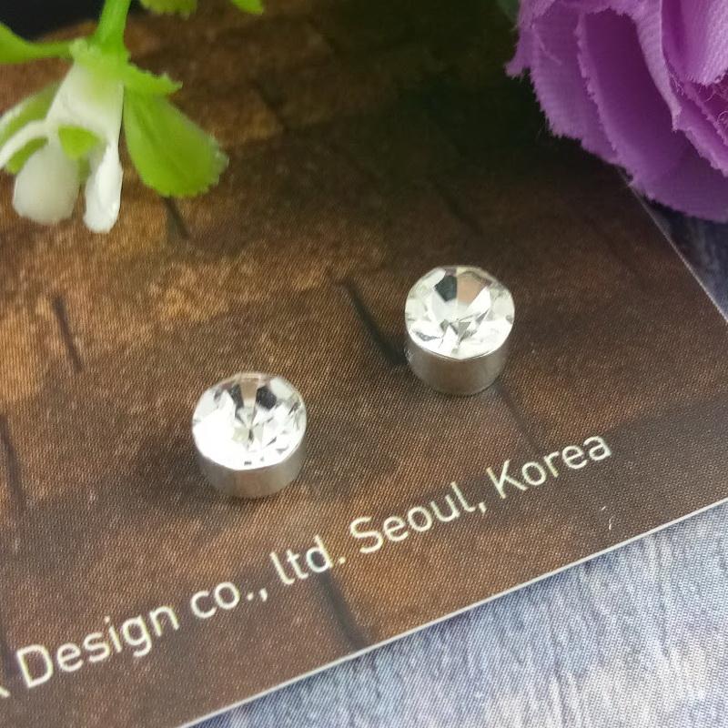 Anneui - Anting magnet kristal tanpa tindik swag kpop korea - Ukuran 5 mm