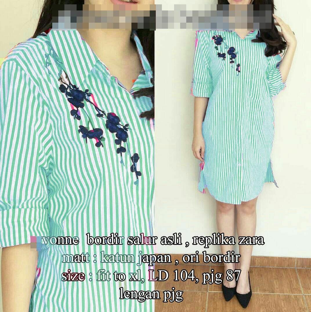 Fashionshop Tunik Wanita Lengan Panjang Vonny / Baju Wanita / Blouse Korea / Atasan Wanita / Baju Formal / Kemeja Wanita / Atasan Muslim / Kemeja Cewek Tunik / Kemeja Kerja Wanita / Long Hem Wanita / Atasan Wanita / Kemeja Salur Wanita / Kemeja Cewek