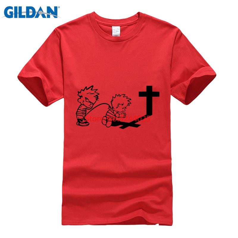 Gildan TEE SHIRT Pria Caroling Kaos Pria 3XL Calvin Kencing Di Calvin Berdoa Lucu T Shirt-Intl