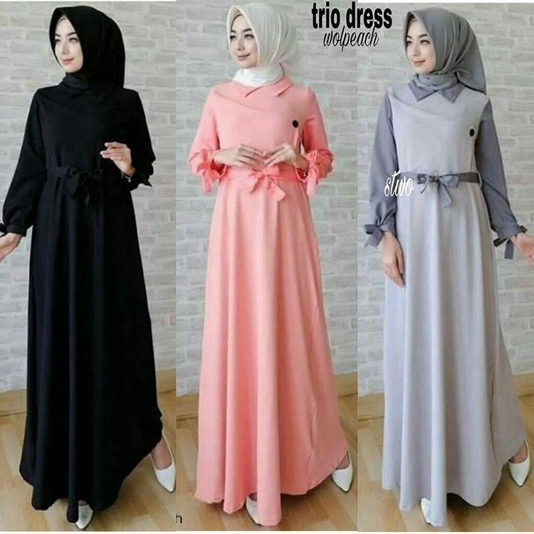 PROMO baju koko baju muslim pria gamis polos terbaru lengan panjang keren murah | grosir kekinian TRIO DRESS - BLACK
