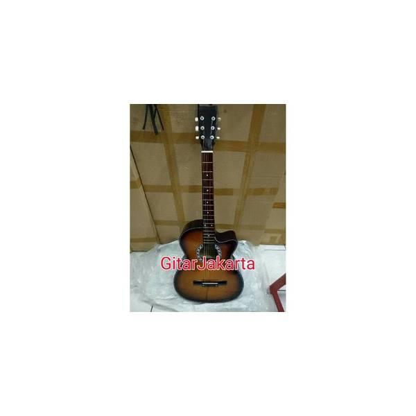 Gitar Akustik Yamaha Warna Sunburst Coklat Murah Buat Pemula Belajar