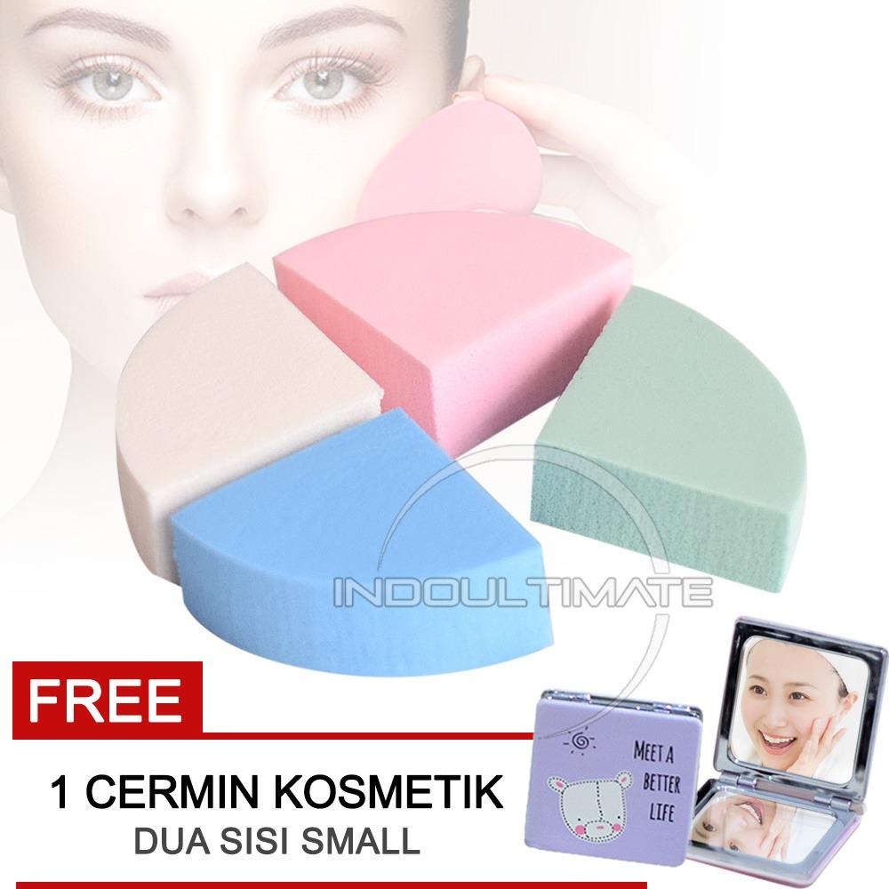 Indoultimate 4 in 1 Spons Make Up Kenyal Premium Tidak mudah Brodol / Sponge beauty Make up bedak blender / Spon spons blender / BT SF-01 + FREE Cermin Saku Kosmetik