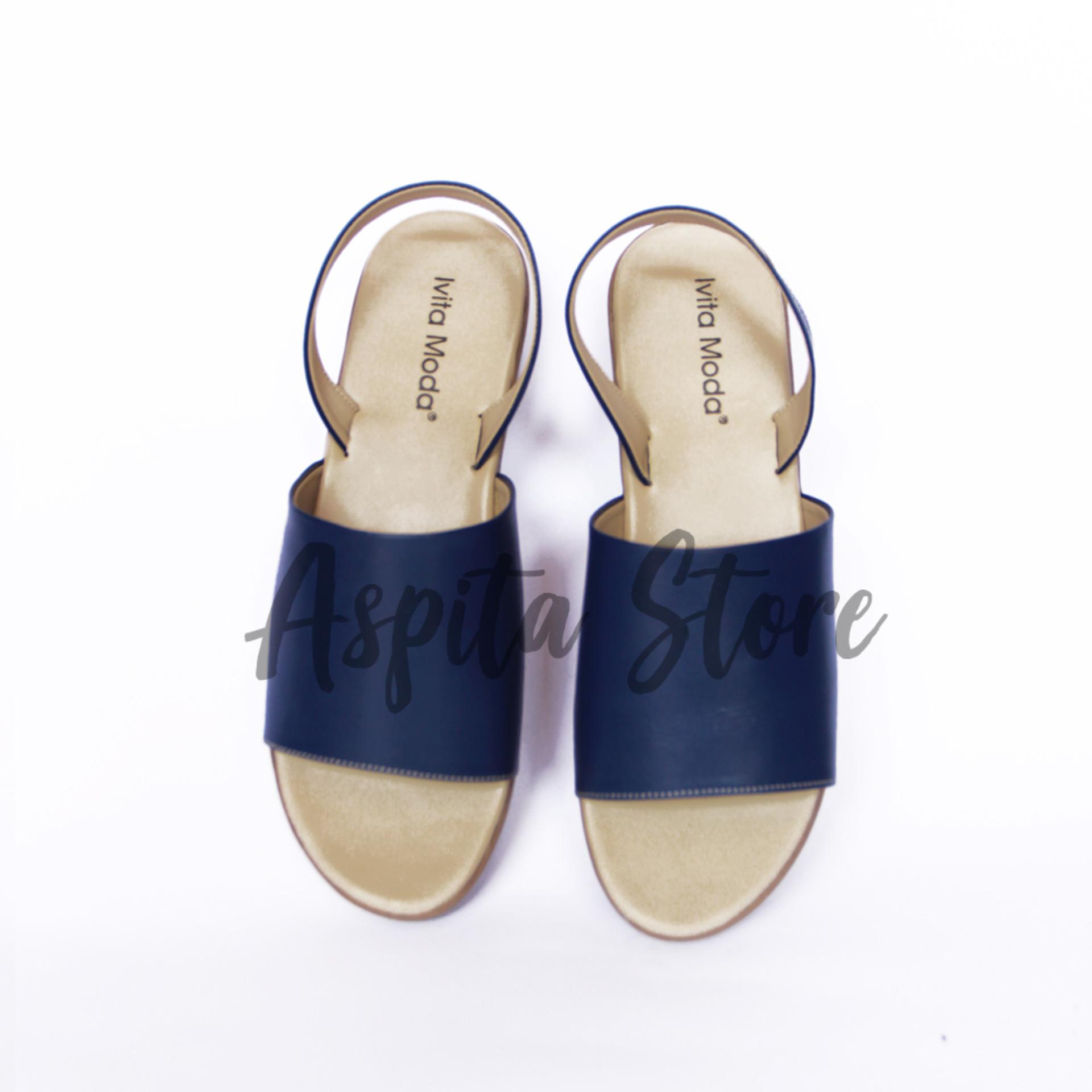 Sandal Kulit Sandal Tali Biru Wanita Trendy Asli Garut Premium Murah - Aspita Store