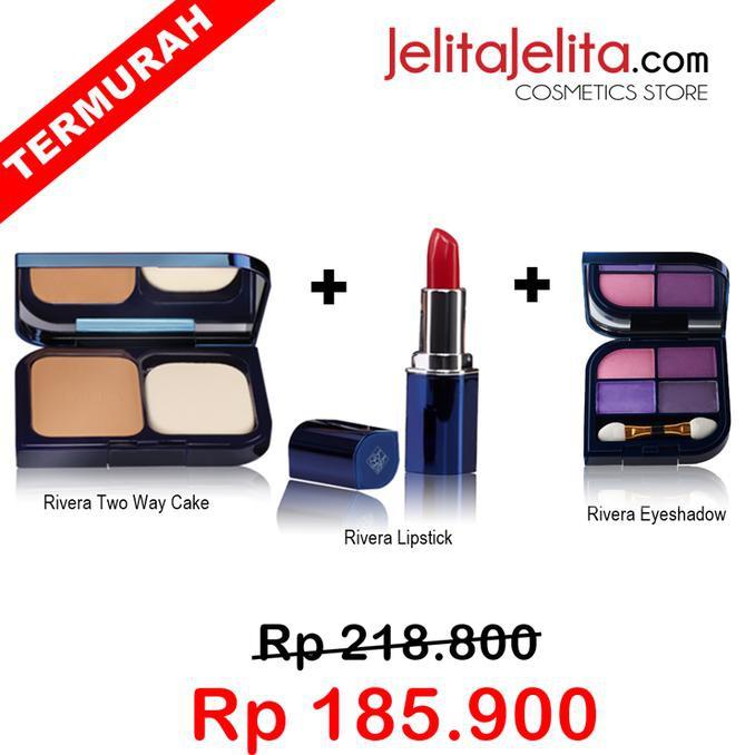 PROMO PAKET MAKEUP RIVERA ( TWO WAY CAKE + LIPSTICK + EYESHADOW ) - COSME18