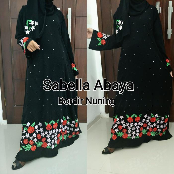 abaya bordir nunin free pasmina sifon
