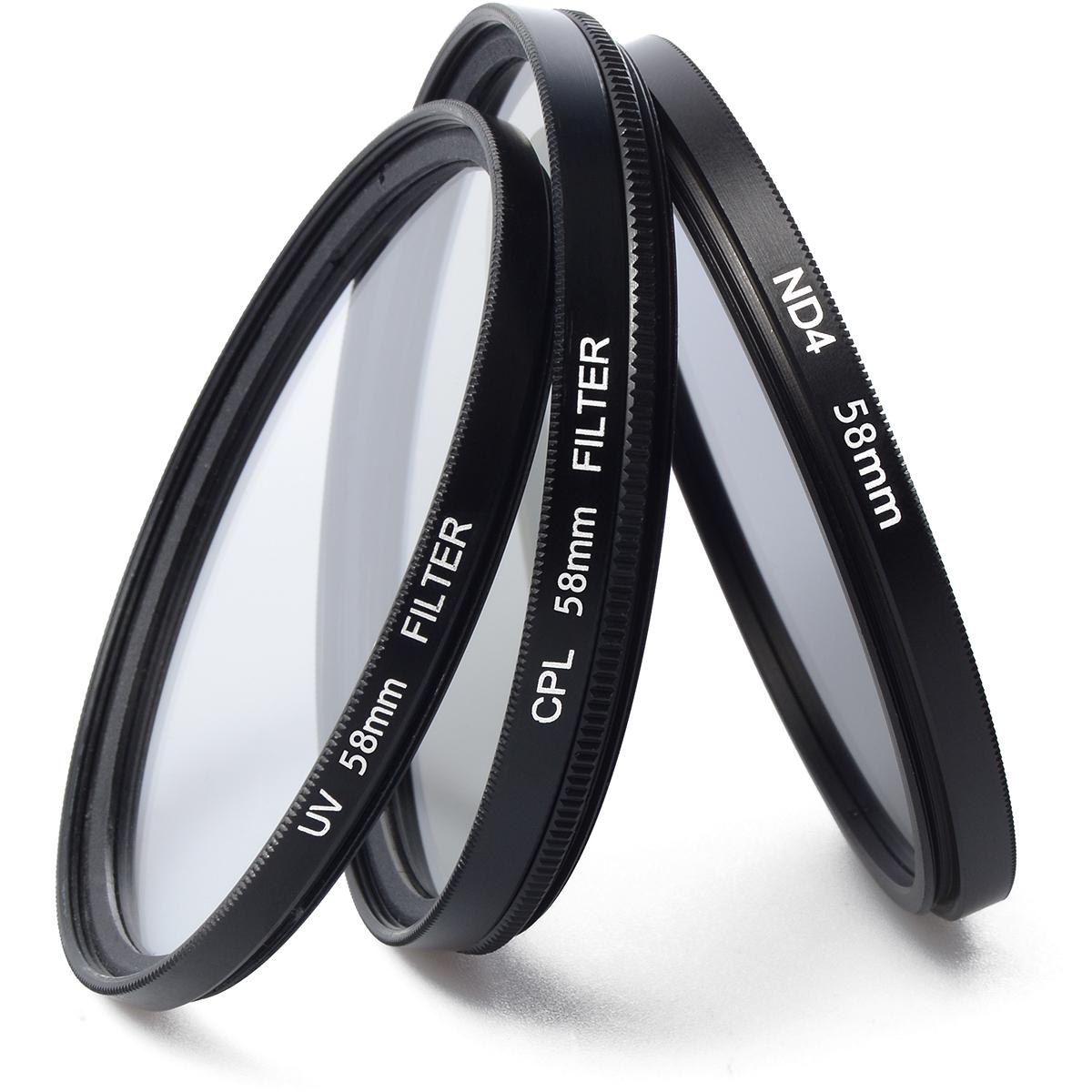 XCSource UV CPL ND4 Filter Set + Lens Hood 58mm For Canon 550D 500D 450D 400D 350D LF282